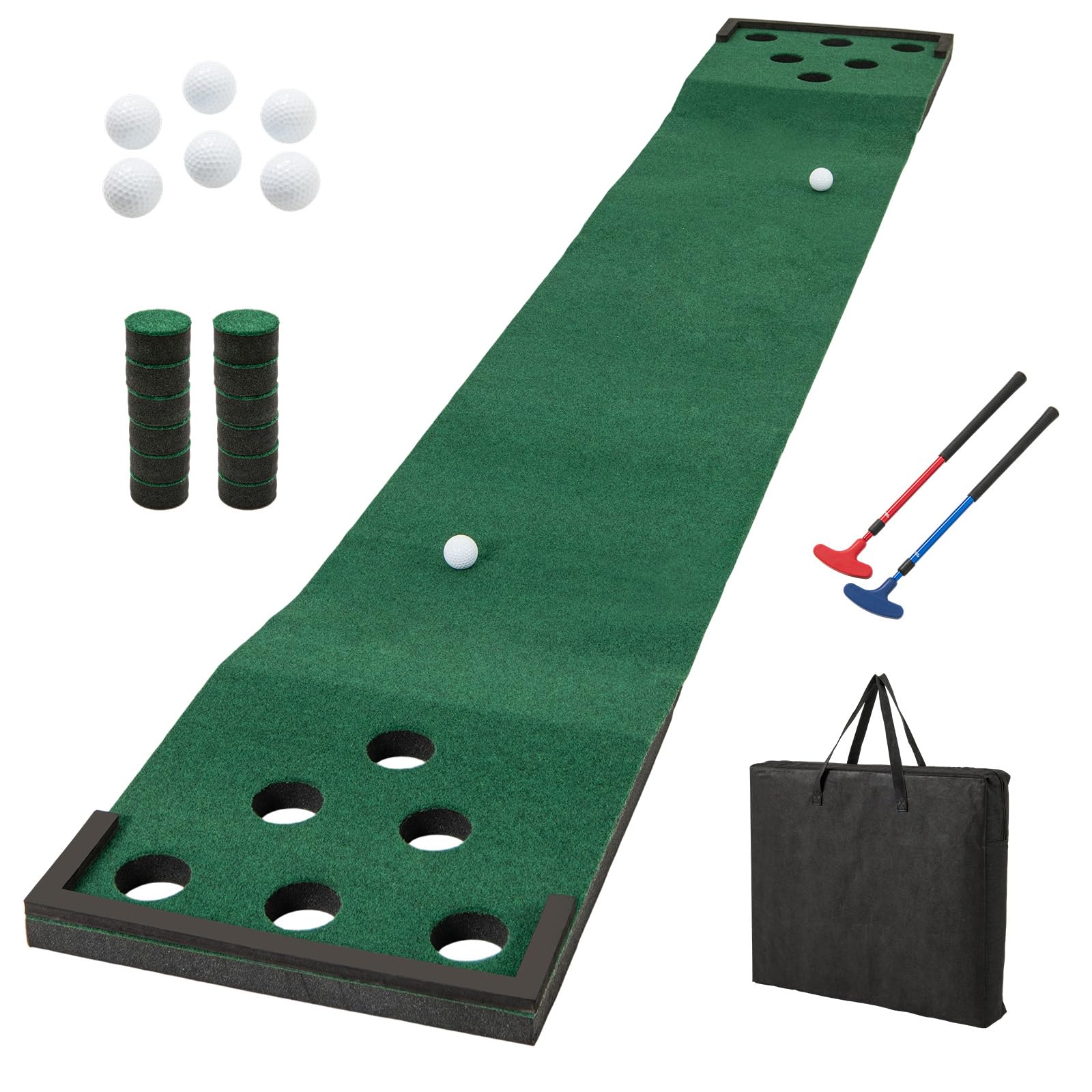 Tangkula 11 FT Golf Pong Putting Game Set with 2 Adjustable Putters
